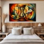 Wall Art titled: Time is an Illusion in a Horizontal format with: Blue, Brown, and Red Colors; Decoration the Bedroom wall