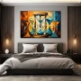 Wall Art titled: Time is Relative in a Horizontal format with: Sky blue, Brown, and Orange Colors; Decoration the Bedroom wall