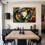 Wall Art titled: Geometric Heterochromia in a Horizontal format with: and Red Colors; Decoration the Living Room wall