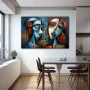 Cuadro Romeo y Julieta en formato horizontal con colores Azul, Rojo, Vivos; Decorando pared de Cocina