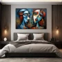 Wall Art titled: Romeo and Juliet in a Horizontal format with: Blue, Red, and Vivid Colors; Decoration the Bedroom wall