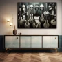 Wall Art titled: The Rolling Resistors in a Horizontal format with: white, Grey, and Monochromatic Colors; Decoration the Sideboard wall
