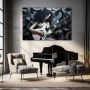 Wall Art titled: Rihanna Voltage in a Horizontal format with: white, Grey, and Black Colors; Decoration the Living Room wall