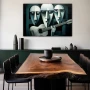 Wall Art titled: The Trio of Infinite Chords in a Horizontal format with: Green, and Monochromatic Colors; Decoration the Living Room wall