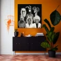 Wall Art titled: Animal Party in a Square format with: Black, Black and White, and Monochromatic Colors; Decoration the Sideboard wall