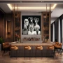 Wall Art titled: Animal Party in a Square format with: Black, Black and White, and Monochromatic Colors; Decoration the Bar wall