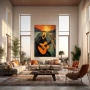Wall Art titled: The Musical Scream in a Vertical format with: Grey, Orange, and Black Colors; Decoration the Living Room wall