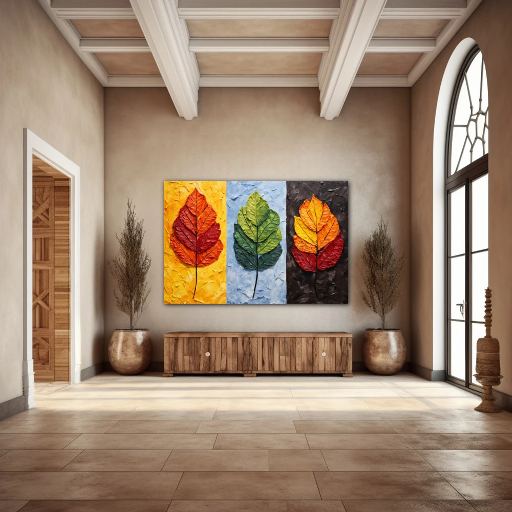 Wall Art titled: Life Cycle Multicolor in a Horizontal format with: Orange, Red, and Vivid Colors; Decoration the Entryway wall