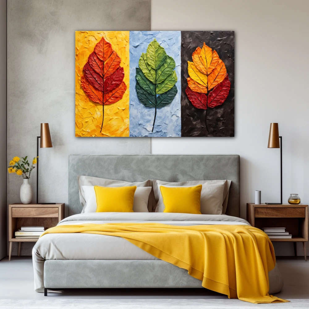 Wall Art titled: Life Cycle Multicolor in a Horizontal format with: Orange, Red, and Vivid Colors; Decoration the Bedroom wall
