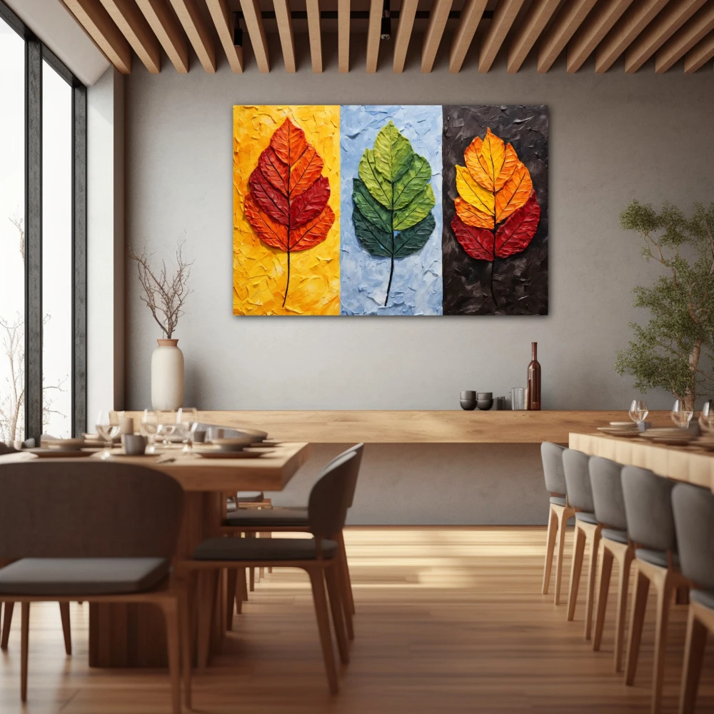 Wall Art titled: Life Cycle Multicolor in a Horizontal format with: Orange, Red, and Vivid Colors; Decoration the Restaurant wall