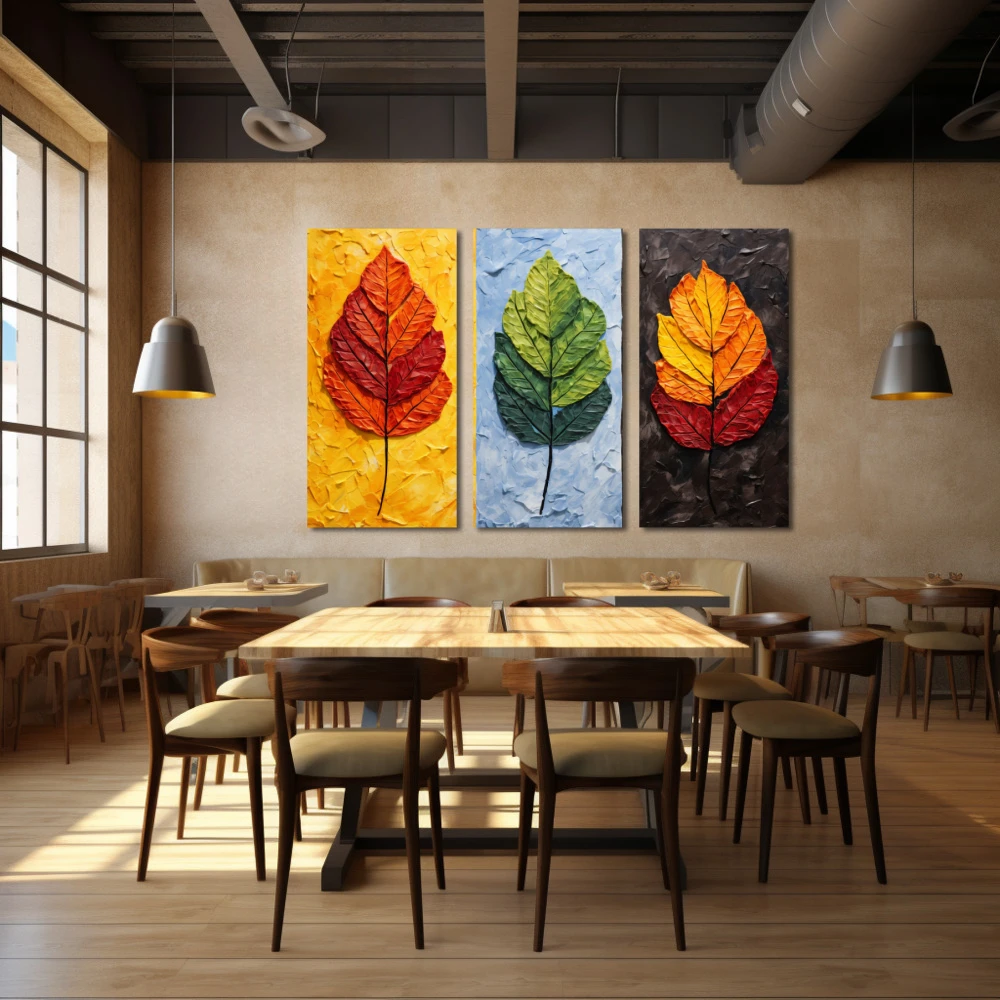 Wall Art titled: Life Cycle Multicolor in a Horizontal format with: Orange, Red, and Vivid Colors; Decoration the Restaurant wall