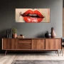 Wall Art titled: Honey Lips in a Elongated format with: Red, and Pastel Colors; Decoration the Sideboard wall