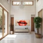 Wall Art titled: Honey Lips in a Elongated format with: Red, and Pastel Colors; Decoration the Entryway wall