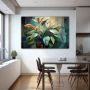Wall Art titled: Life Among Perfect Angles in a Horizontal format with: Green, and Vivid Colors; Decoration the Kitchen wall