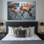 Wall Art titled: Delanquescencia Cartográfica in a Horizontal format with: Blue, Grey, and Brown Colors; Decoration the Bedroom wall