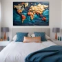 Wall Art titled: Earthly Origami in a Horizontal format with: Blue, Brown, and Beige Colors; Decoration the Bedroom wall