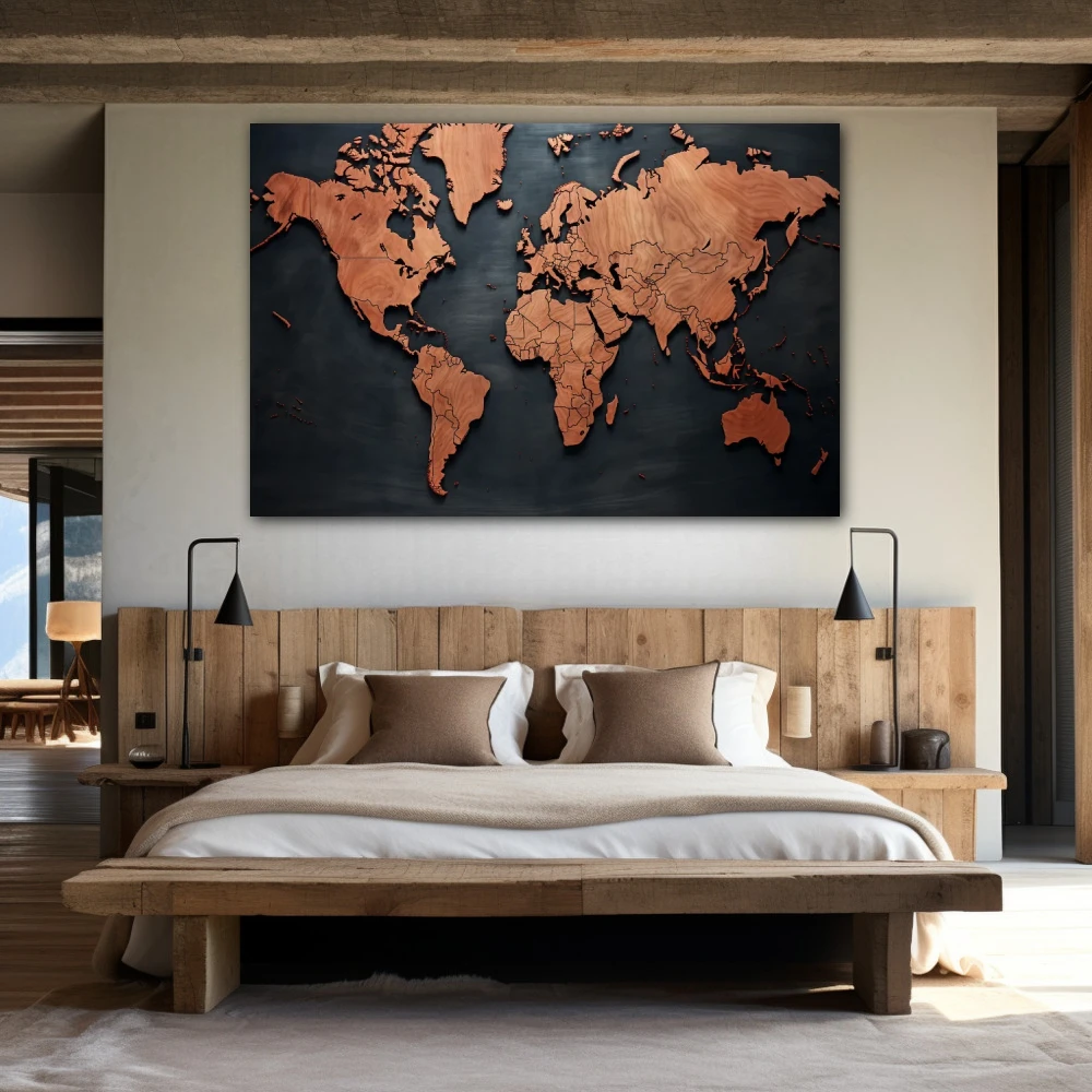 Wall Art titled: Echoes of Pangea in a Horizontal format with: Grey, and Brown Colors; Decoration the Bedroom wall