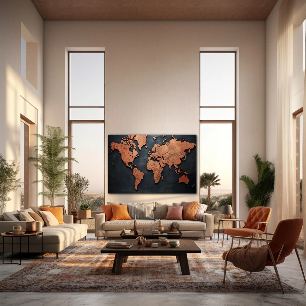 Wall Art titled: Echoes of Pangea in a Horizontal format with: Grey, and Brown Colors; Decoration the Living Room wall