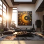 Wall Art titled: Sacred Geometry in a Square format with: Yellow, Blue, and Orange Colors; Decoration the Living Room wall