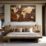 Wall Art titled: Organic Map in a Horizontal format with: Brown, and Beige Colors; Decoration the Bedroom wall