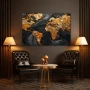 Wall Art titled: Precious Planet in a Horizontal format with: Golden, and Black Colors; Decoration the Living Room wall
