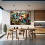 Wall Art titled: Angular Planet in a Horizontal format with: and Brown Colors; Decoration the Kitchen wall