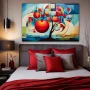 Cuadro Metamorfosis de la Manzana en formato horizontal con colores Azul, Rojo, Vivos; Decorando pared de Habitación dormitorio