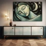 Wall Art titled: Promises Under the Moon in a Horizontal format with: Grey, Green, and Monochromatic Colors; Decoration the Sideboard wall
