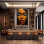 Wall Art titled: Eve of the Desert in a Vertical format with: Blue, Mustard, and Orange Colors; Decoration the Bar wall