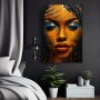 Wall Art titled: Eve of the Desert in a Vertical format with: Blue, Mustard, and Orange Colors; Decoration the Bedroom wall