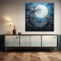 Wall Art titled: Midnight Embrace in a Square format with: Blue, white, Monochromatic, and Navy Blue Colors; Decoration the Sideboard wall