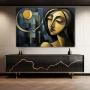Wall Art titled: Twilight Inspiration in a Horizontal format with: Yellow, and Blue Colors; Decoration the Sideboard wall
