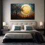 Cuadro Dreamscape Silhouette en formato horizontal con colores Celeste, Marrón, Beige; Decorando pared de Habitación dormitorio