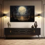 Wall Art titled: Moon Spells in a Horizontal format with: white, Grey, and Brown Colors; Decoration the Sideboard wall