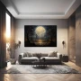 Wall Art titled: Moon Spells in a Horizontal format with: white, Grey, and Brown Colors; Decoration the Living Room wall