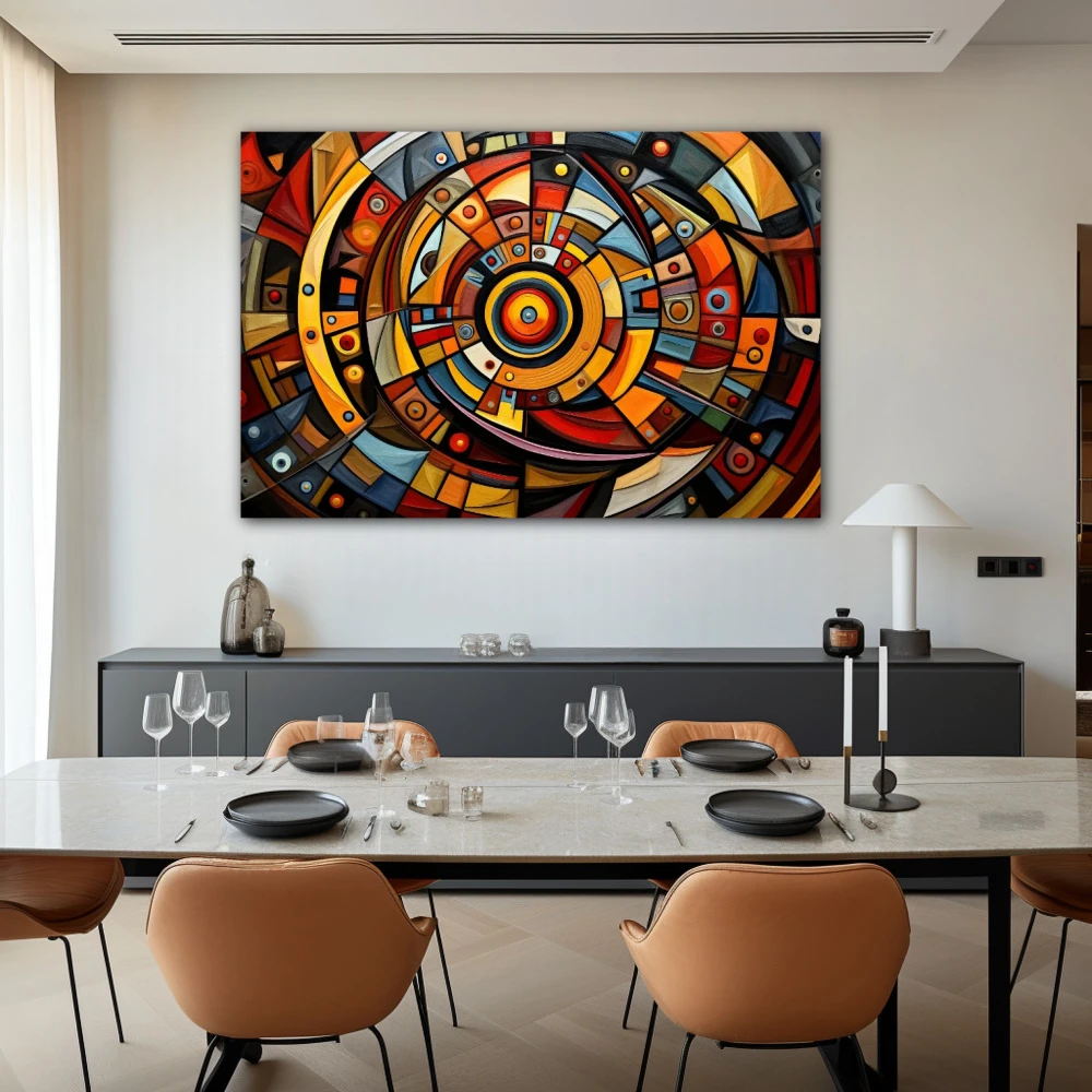 Wall Art titled: The Cycles are Temporary in a Horizontal format with: Blue, Orange, and Vivid Colors; Decoration the Living Room wall