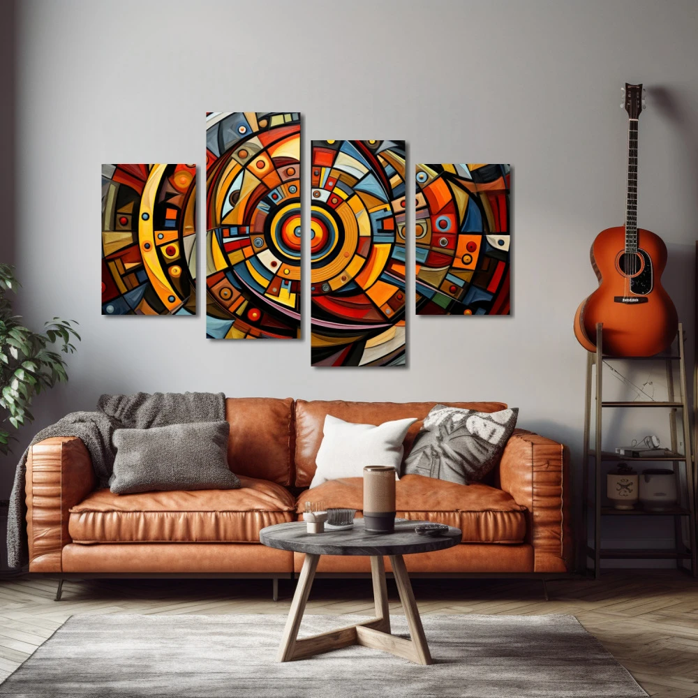 Wall Art titled: The Cycles are Temporary in a Horizontal format with: Blue, Orange, and Vivid Colors; Decoration the Living Room wall