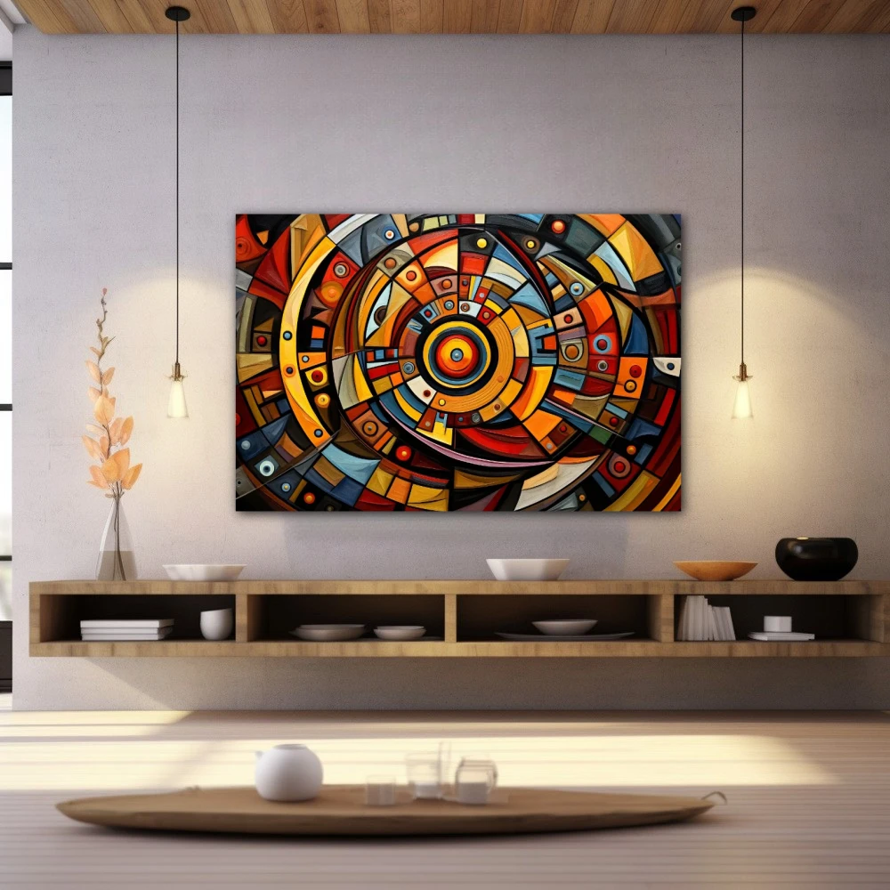 Wall Art titled: The Cycles are Temporary in a Horizontal format with: Blue, Orange, and Vivid Colors; Decoration the Wellbeing wall
