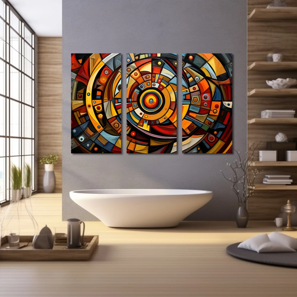 Wall Art titled: The Cycles are Temporary in a Horizontal format with: Blue, Orange, and Vivid Colors; Decoration the Wellbeing wall