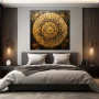 Wall Art titled: Fractal of Consciousness in a Square format with: Golden, and Brown Colors; Decoration the Bedroom wall