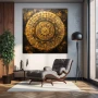 Wall Art titled: Fractal of Consciousness in a Square format with: Golden, and Brown Colors; Decoration the Living Room wall