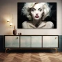 Wall Art titled: Polygons of Marilyn in a Horizontal format with: white, Black, and Monochromatic Colors; Decoration the Sideboard wall