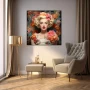 Wall Art titled: Glamour Among Roses in a Square format with: Orange, Pink, and Pastel Colors; Decoration the Living Room wall