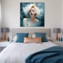 Cuadro Sueños de una diva en formato cuadrado con colores Azul, Blanco; Decorando pared de Habitación dormitorio