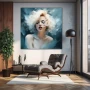 Wall Art titled: Dreams of a Diva in a Square format with: Blue, and white Colors; Decoration the Living Room wall
