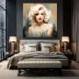Wall Art titled: Immortal Blonde in a Square format with: Grey, Beige, and Pastel Colors; Decoration the Bedroom wall