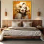 Wall Art titled: Transcend Your Beauty in a Square format with: Golden, Orange, and Beige Colors; Decoration the Bedroom wall
