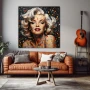 Wall Art titled: Divine Pop Diva in a Square format with: white, Black, and Beige Colors; Decoration the Living Room wall