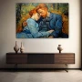 Wall Art titled: Whispers of the Heart in a Horizontal format with: Blue, Sky blue, and Green Colors; Decoration the Sideboard wall