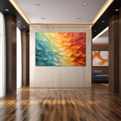 Wall Art titled: Sky in Transition in a  format with: Yellow, Sky blue, and Orange Colors; Decoration the Hallway wall